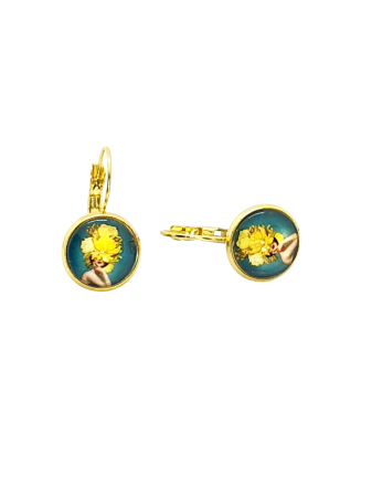 earrings steel gold yellow flower2